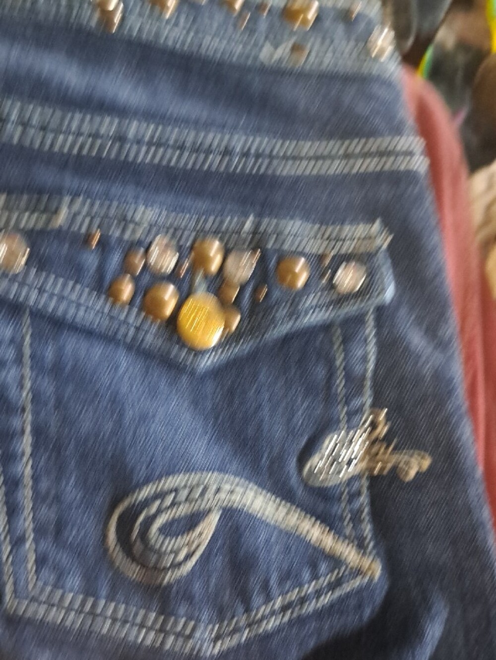 Women's Skinny Jeans in Dark Indigo with Stud Detail - Picture 6 of 11